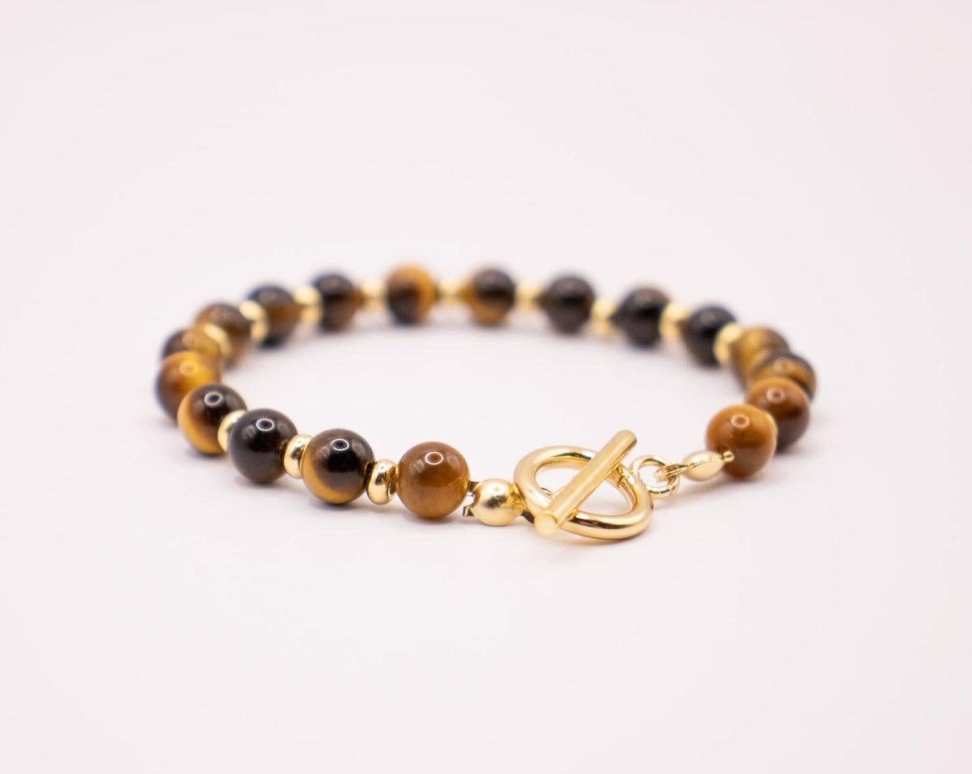 CIRCÉ | Bracelet en Oeil de tigre et plaqué Or 18 et 24 carats