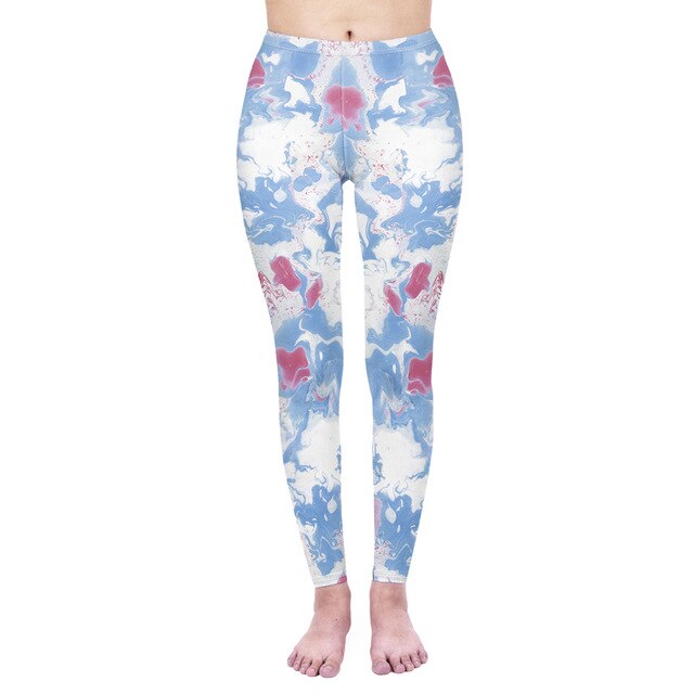 Fashion Women Legging Pink Tropics Printing With Multicolor Pattern Leggins High Elasticity Legins Fitness Pants Leggings