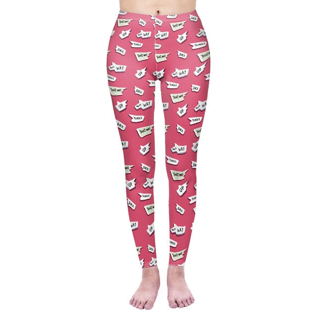 Fashion Women Legging Pink Tropics Printing With Multicolor Pattern Leggins High Elasticity Legins Fitness Pants Leggings