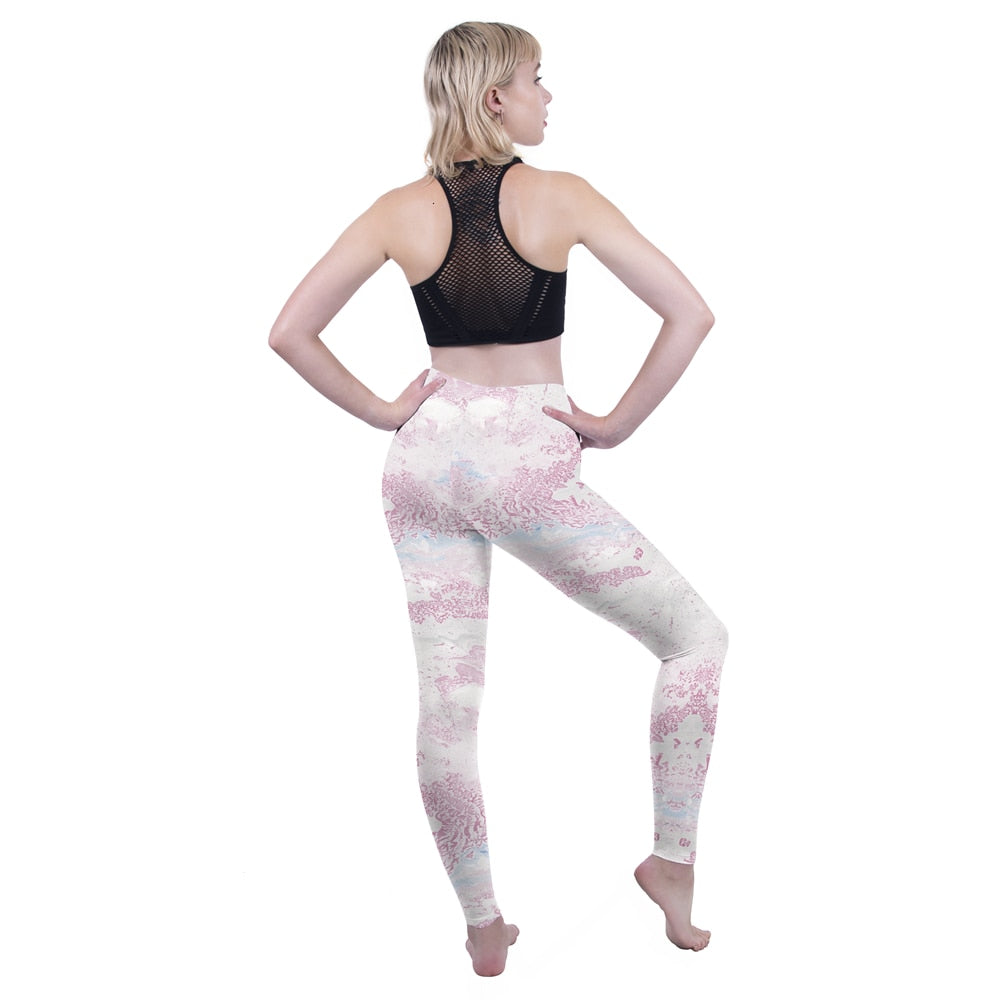 Fashion Women Legging Pink Tropics Printing With Multicolor Pattern Leggins High Elasticity Legins Fitness Pants Leggings
